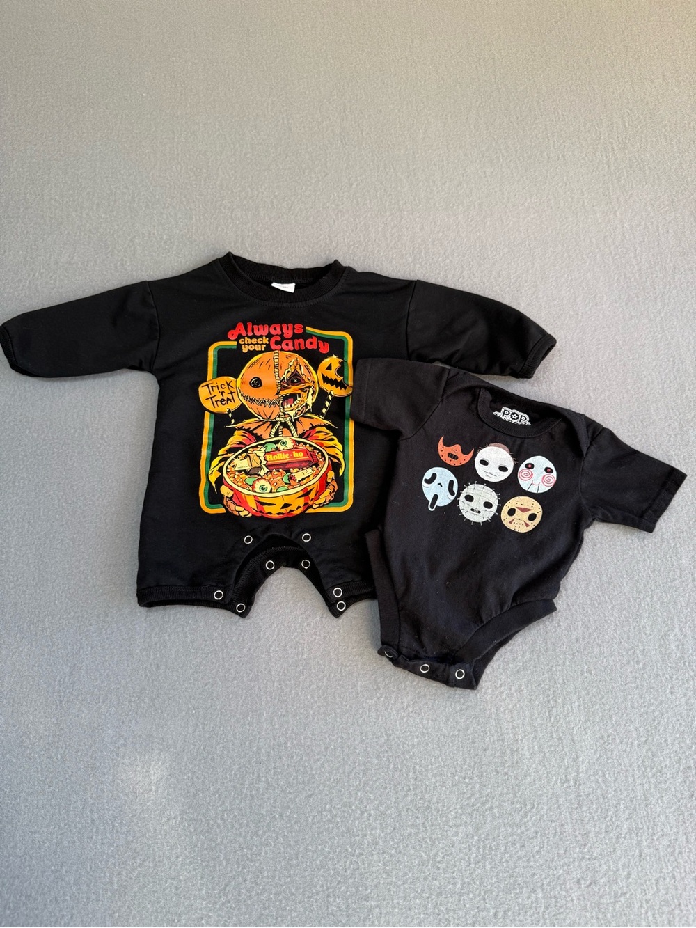 Horror 2pc Black Halloween Graphic Short Sleeve Baby Bodysuits 0-6M